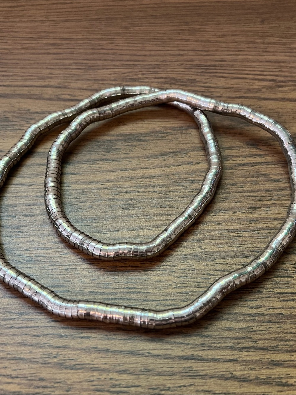 Vintage silver tone snake coil necklace